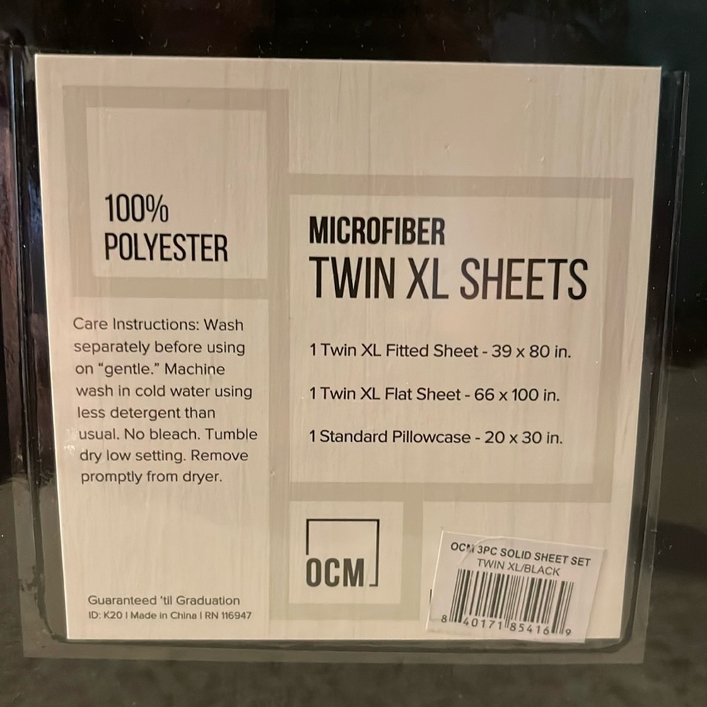 Twin XL black sheets